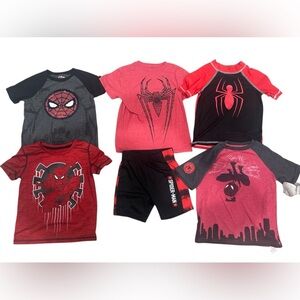 Spider-Man Little Boy’s Lot Shirts Shorts Rash Guard Size XS/4/5